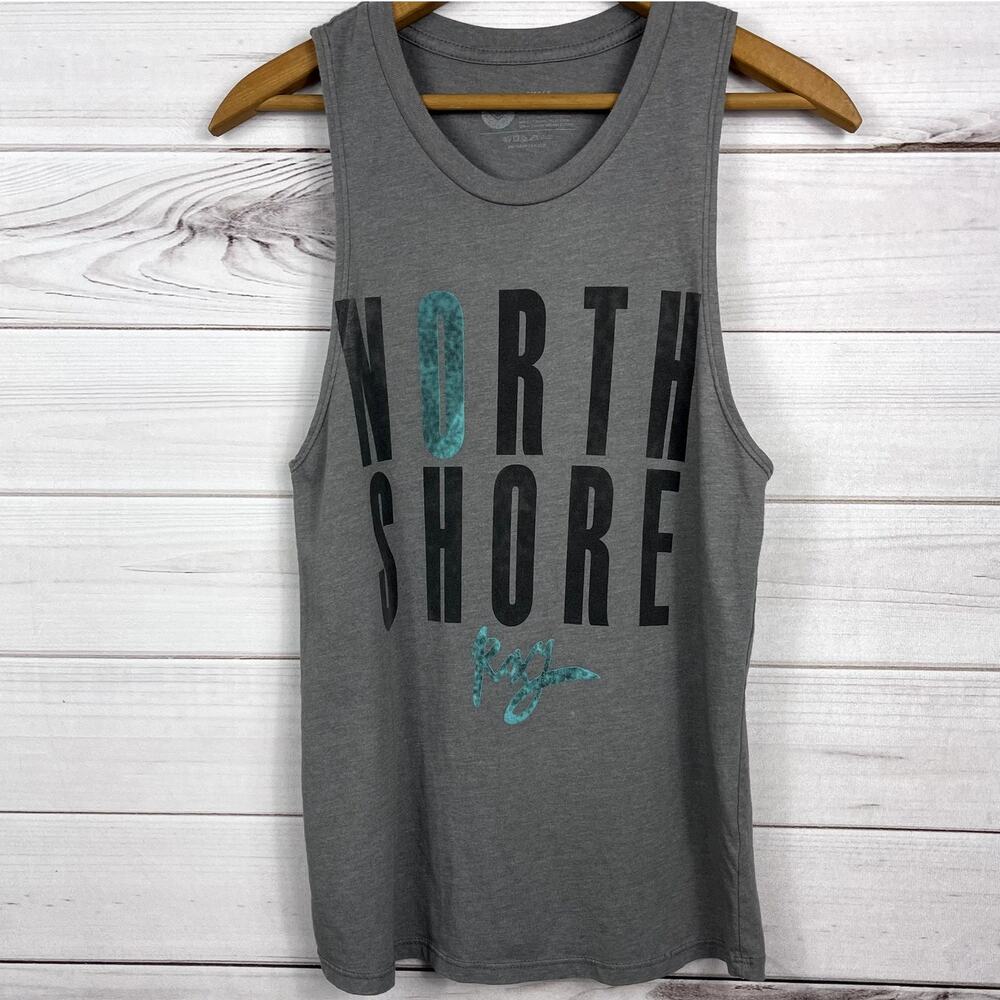 Roxy Grey Tank Top with Teal Accents "North Shore"